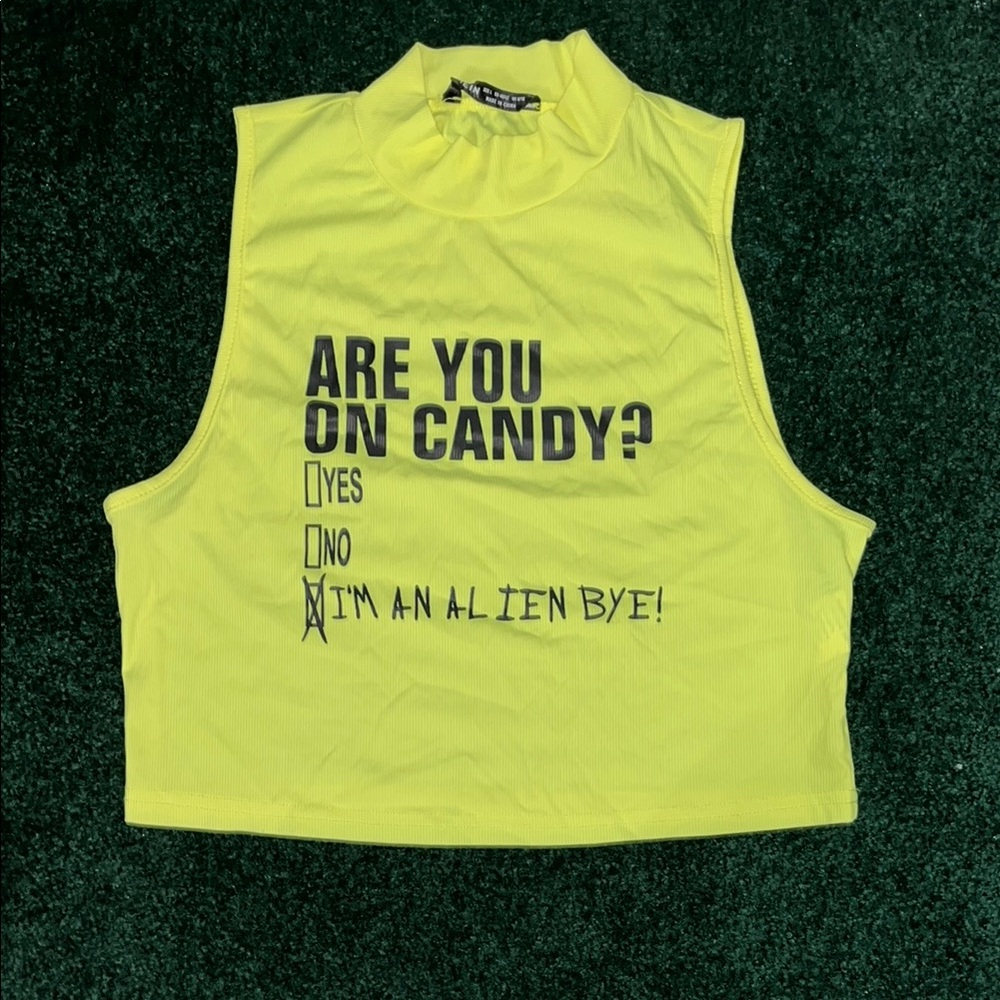 High neck Sleeveless Top - Neon Yellow